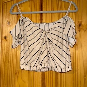 Express Black and White Striped Crop Top